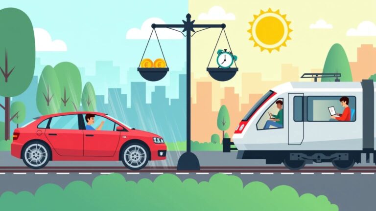Ein dynamischer, halbrealistischer Vergleich zwischen Auto und Bahn im Pendelverkehr
